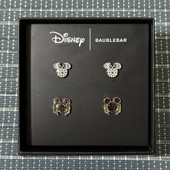 NEW | DISNEY x BAUBLEBAR | Mickey Spider & Minnie Spider Web Stud Earrings - Picture 1 of 1